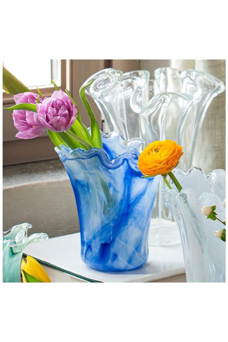 Onda Short Glass Vase, Alternate, color, COBALT