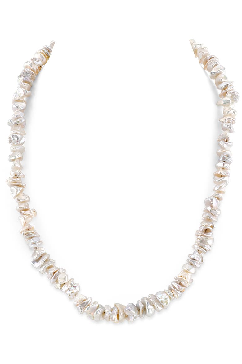 8.0-8.5mm White Freshwater Keshi Pearl Necklace, Main, color, Sterling Silver Clasp