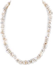 The Pearl Source 8.0-8.5mm White Freshwater Keshi Pearl Necklace