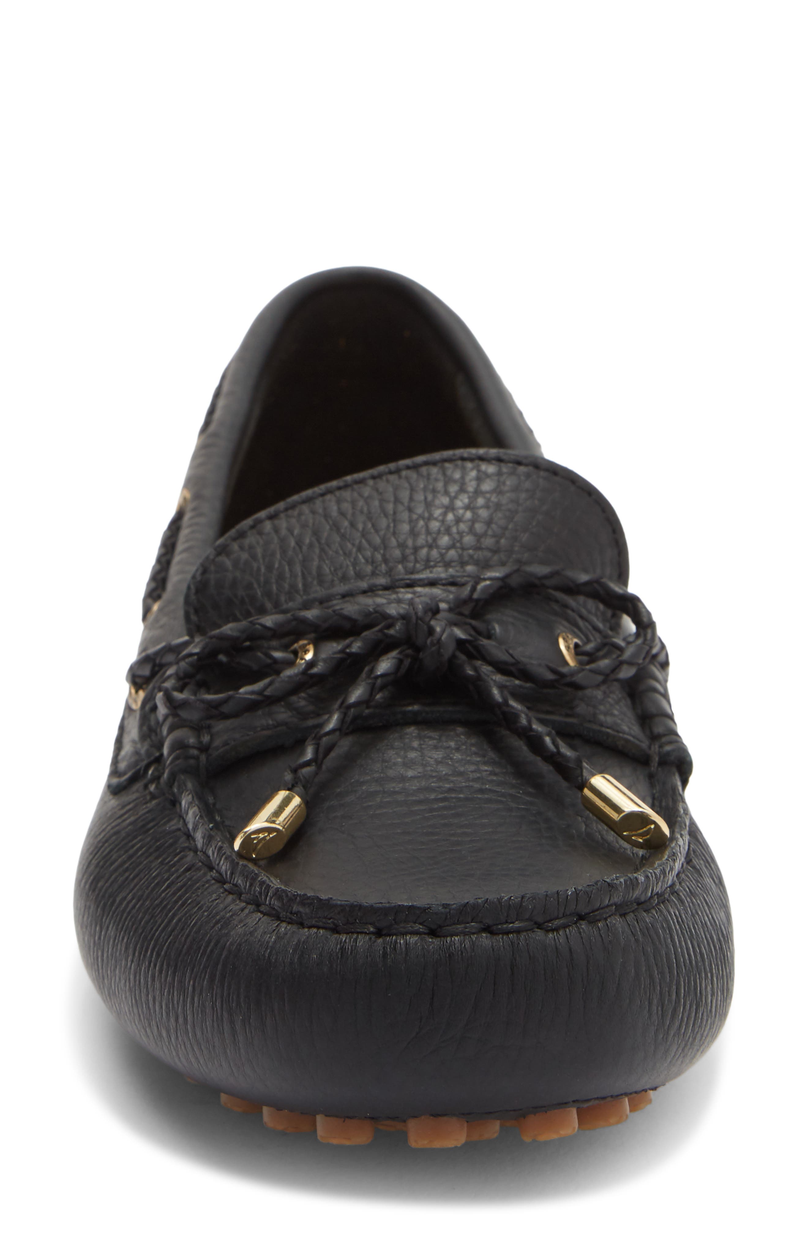 Gold Driver Leather Loafer, Alternate, color, BLACK