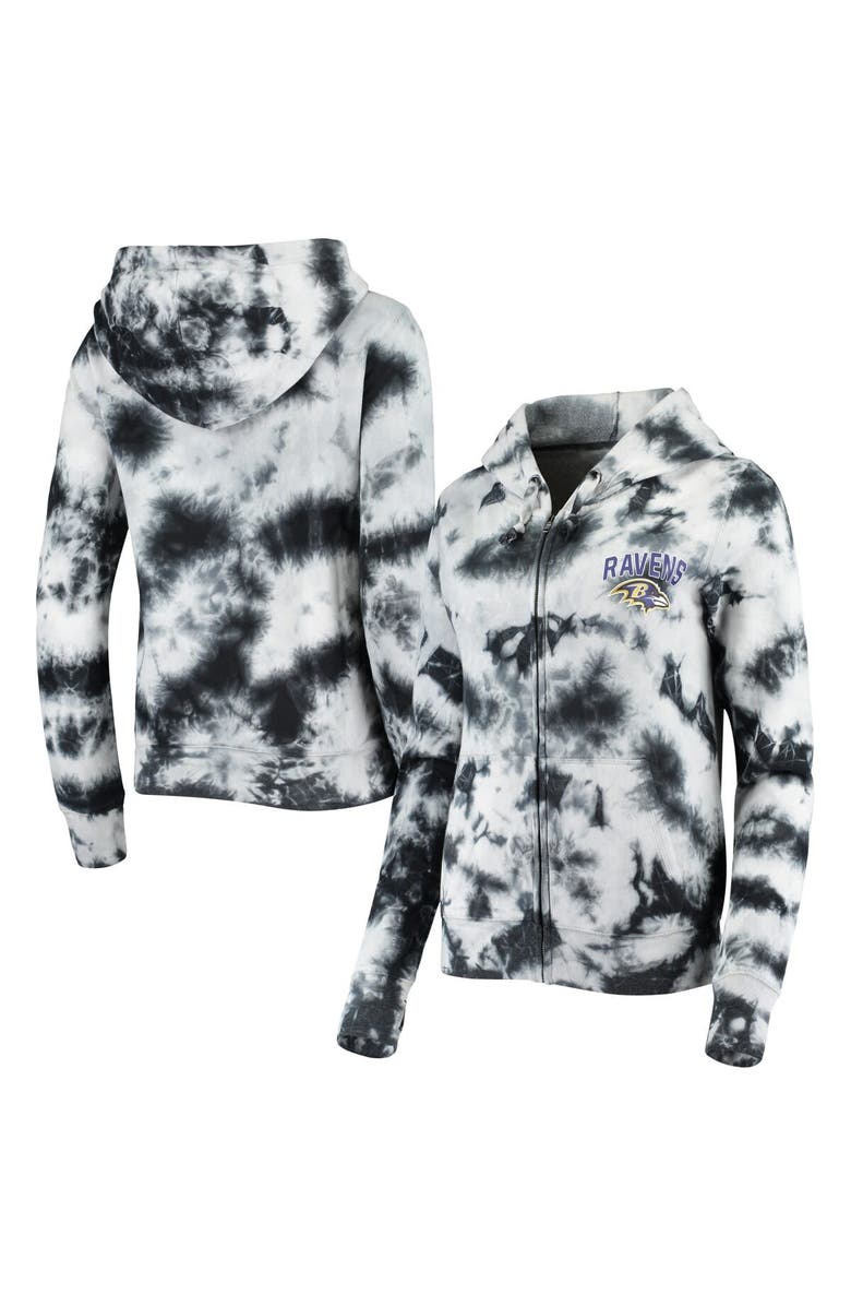 New Era Women's New Era Black Baltimore Ravens Tie Dye Fleece Full-Zip Hoodie, Main, color, Black