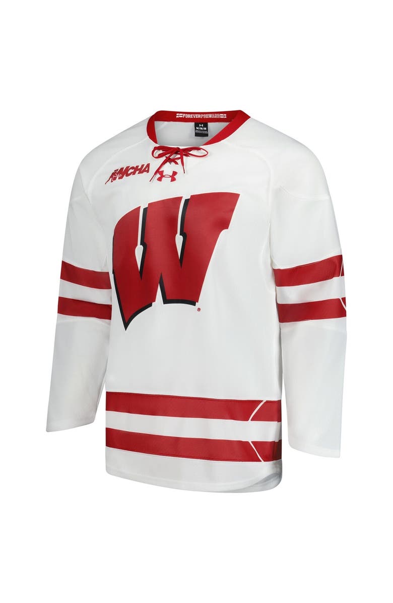 Under Armour Men's Under Armour White Wisconsin Badgers Replica Hockey Jersey, Alternate, color, White