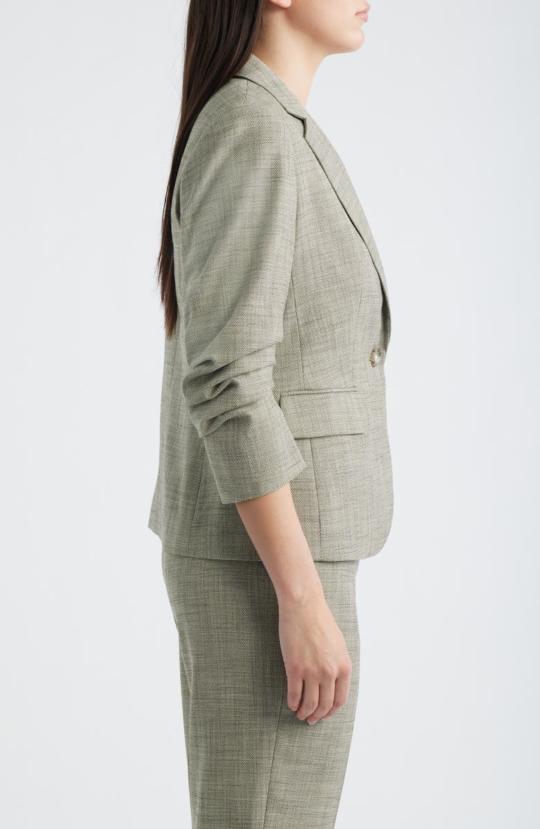 Anne Klein Scrunch Sleeve One-Button Blazer, Alternate, color, Bay Leaf Multi