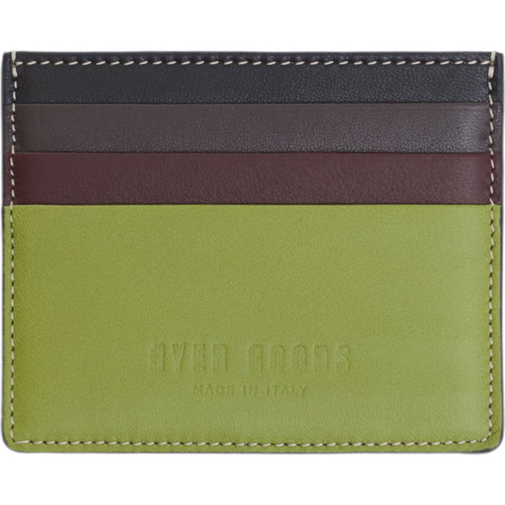Hyer Goods Upcycled Italian Leather Certo Card Wallet In Vert Anis Colorblock