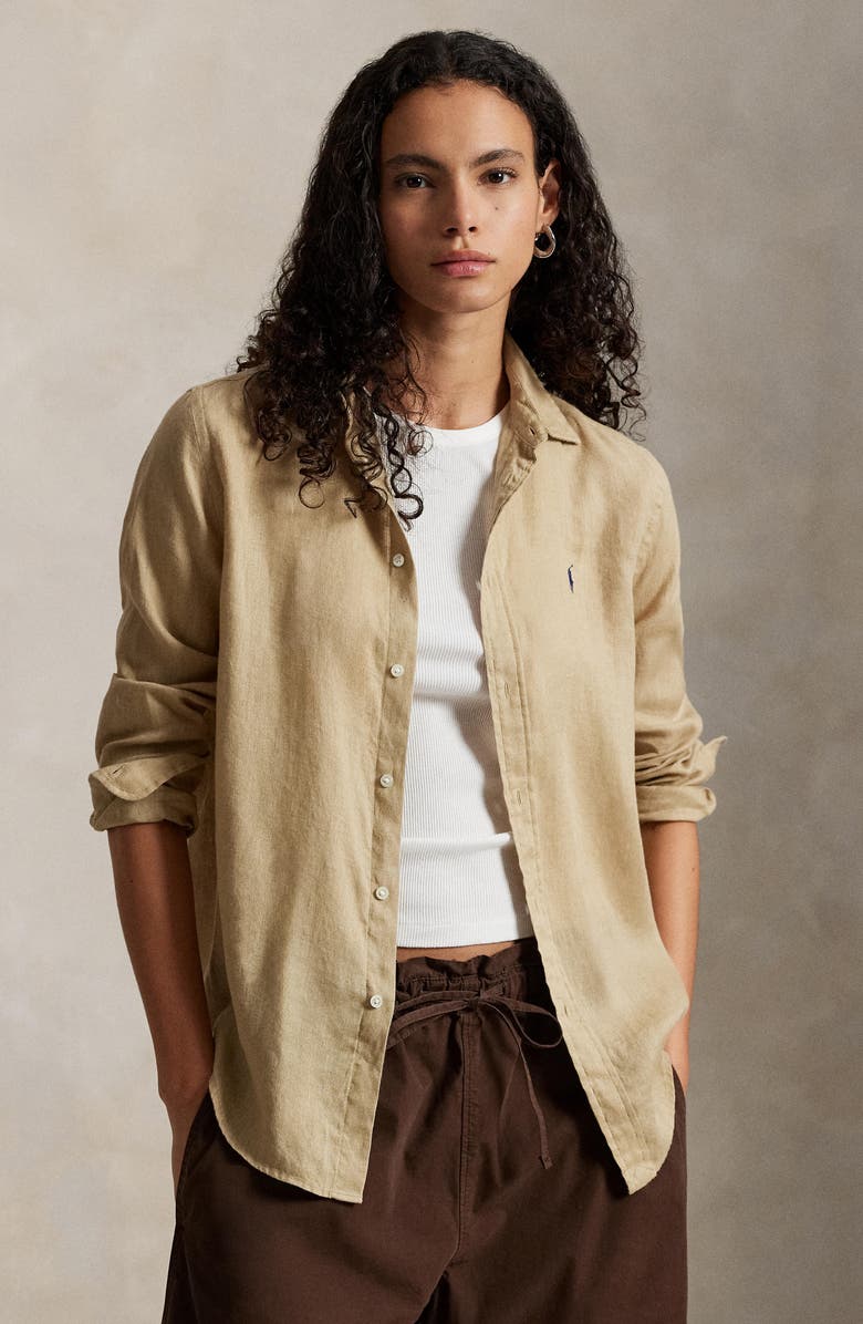 Polo Ralph Lauren Classic Fit Linen Button-Up Shirt, Alternate, color, Coastal Beige