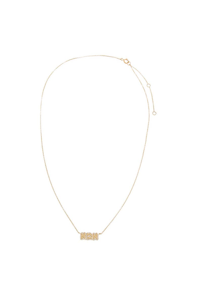 Diamond Pave Bubble Outline Hebrew 'Mom' Necklace 14K, Alternate, color, 14K Gold