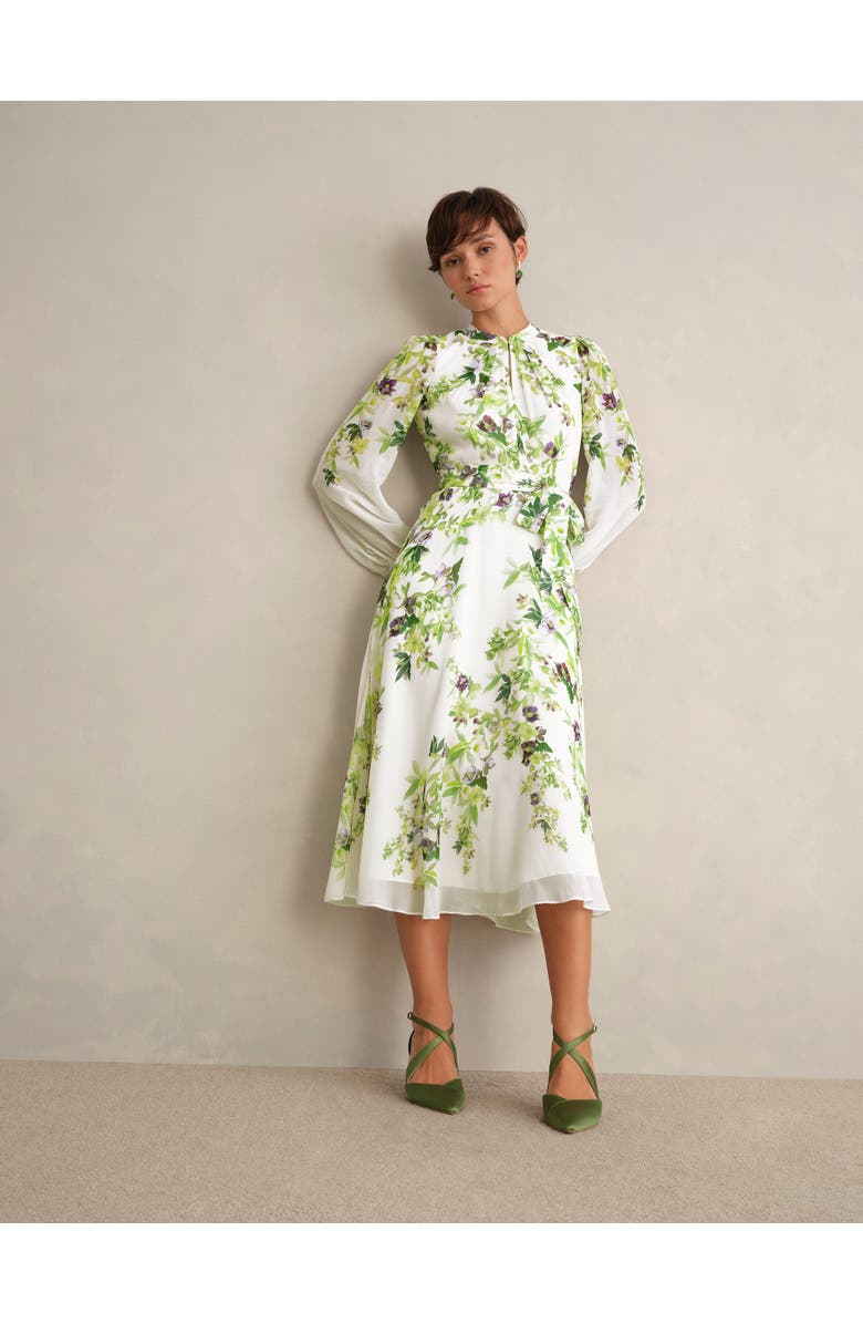 HOBBS LONDON Pia Silk Dress, Main, color, Ivory Multi