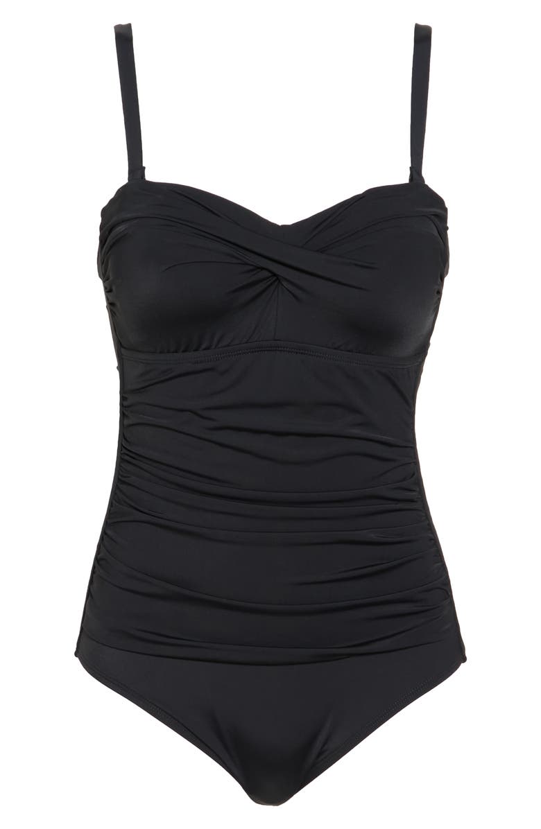 JANTZEN Flora Bandeau One Piece Swimsuit, Alternate, color, Black