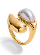 LA MENO Faux Pearl Abstract Ring