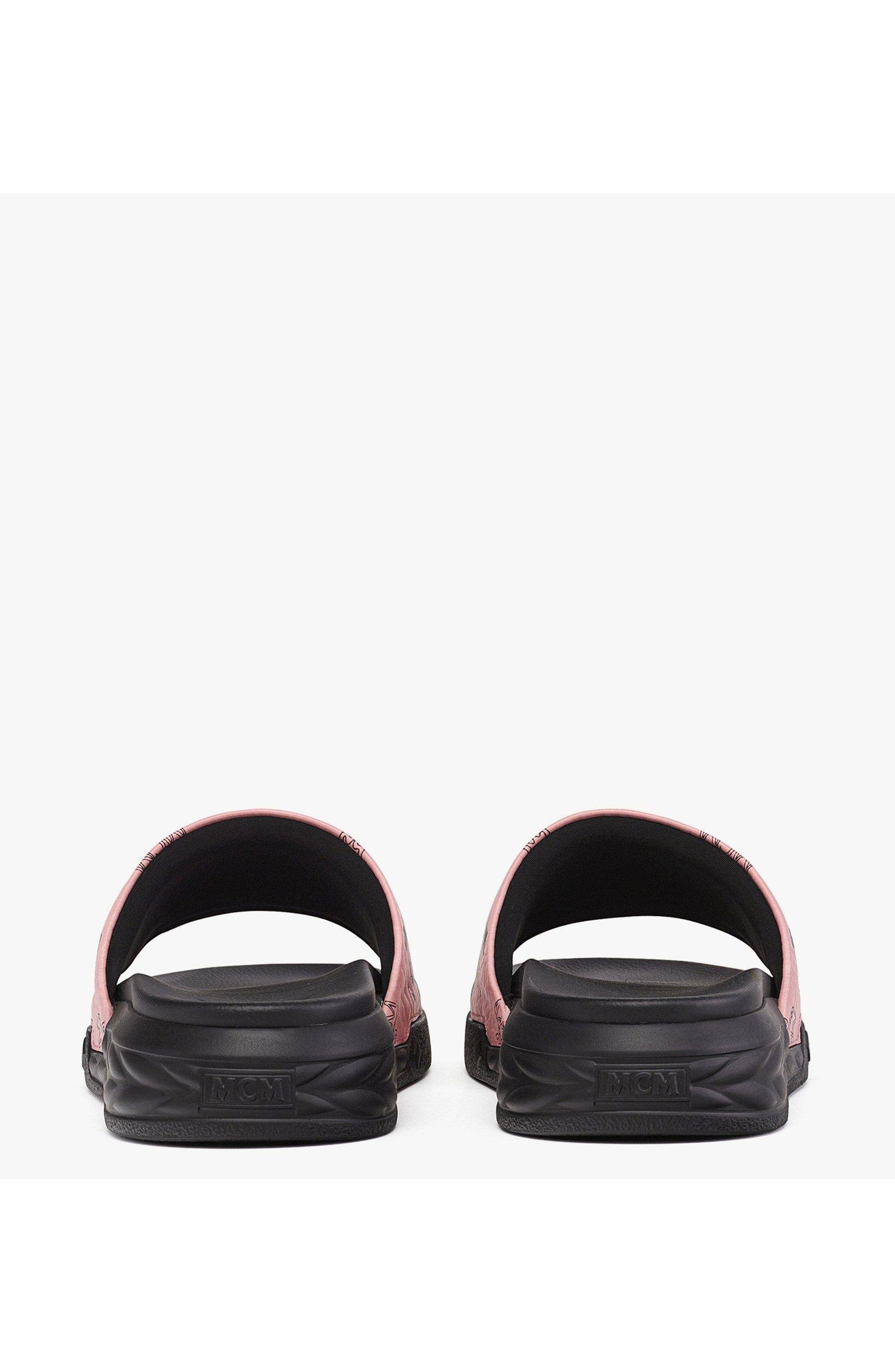 MCM Visetos Slide Sandals, Alternate, color, Pink