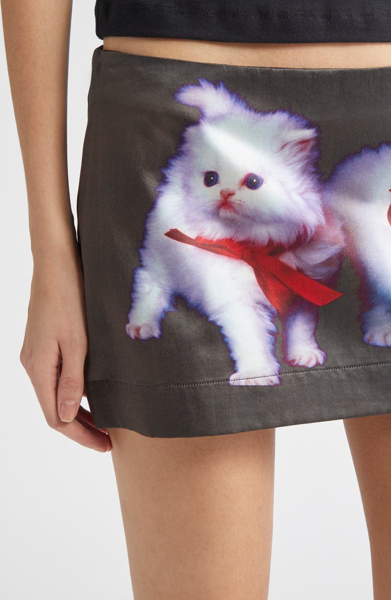 Ashley Williams Two Kittens Satin Miniskirt, Alternate, color, 