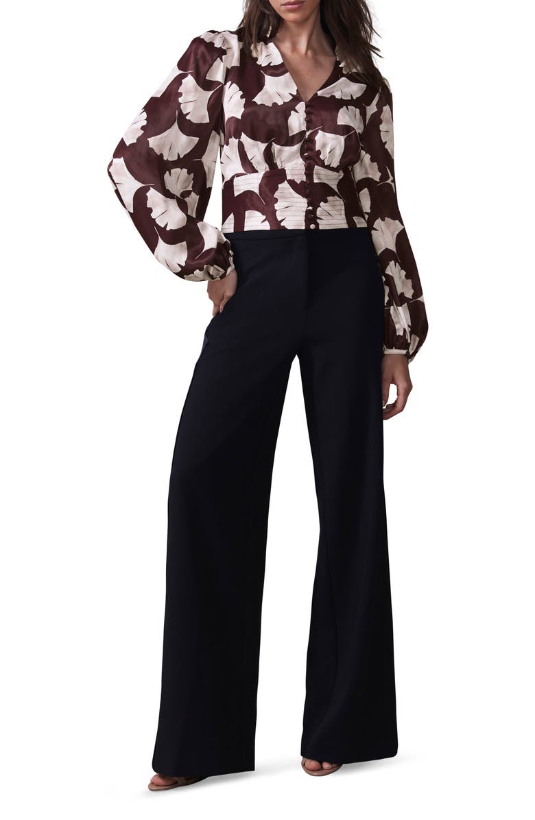 MINT VELVET Leaf Print Top, Alternate, color, Burgundy