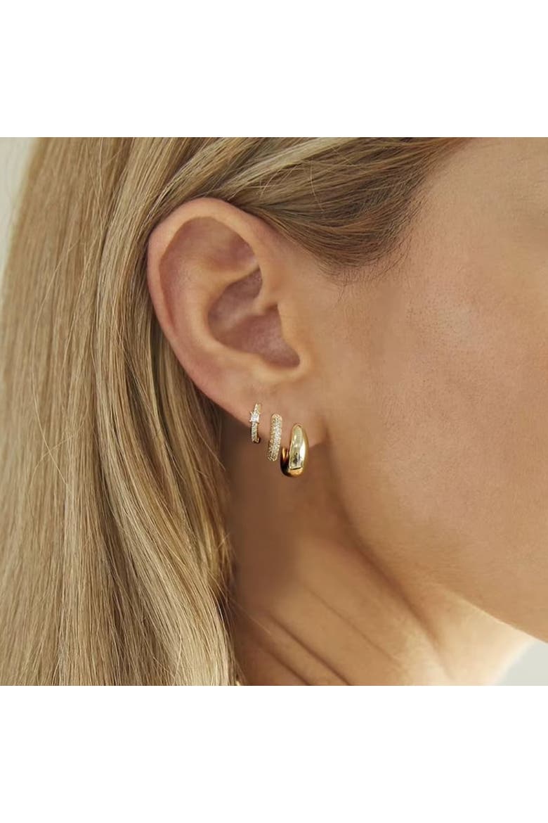 Dainty Huggie Hoop Earrings -3 Pairs, Alternate, color, Gold