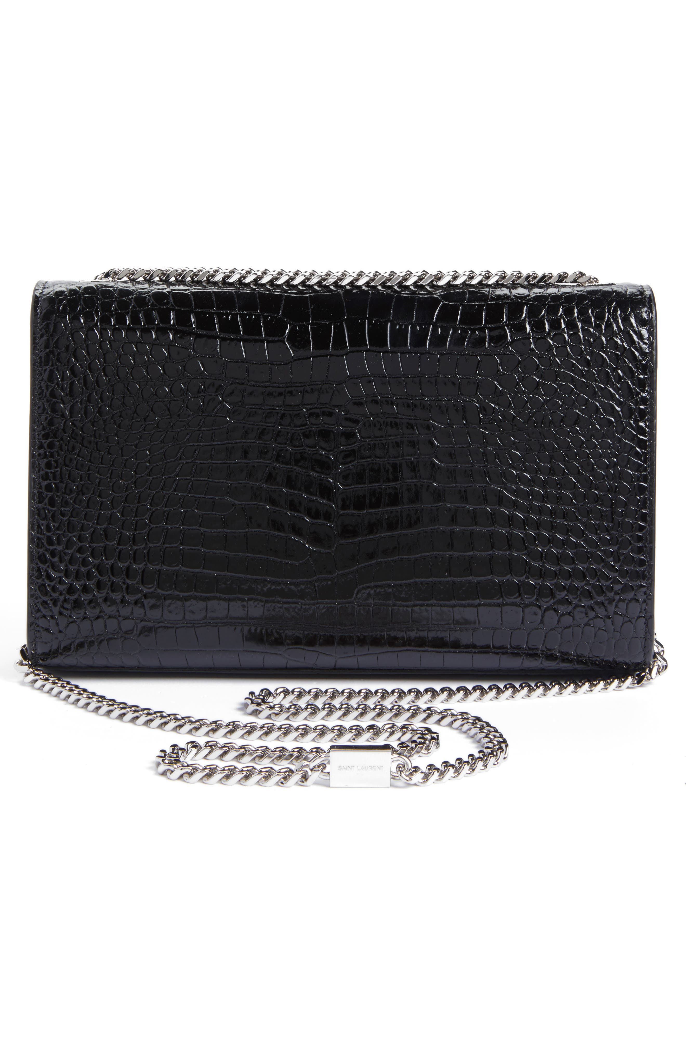 Saint Laurent Medium Kate Tassel Croc Embossed Calfskin Leather Crossbody Bag, Alternate, color, 