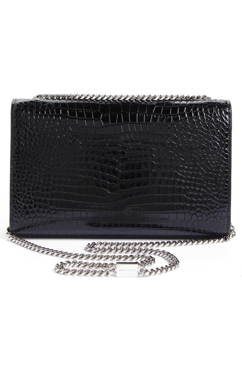Saint Laurent Medium Kate Tassel Croc Embossed Calfskin Leather Crossbody Bag, Alternate, color,