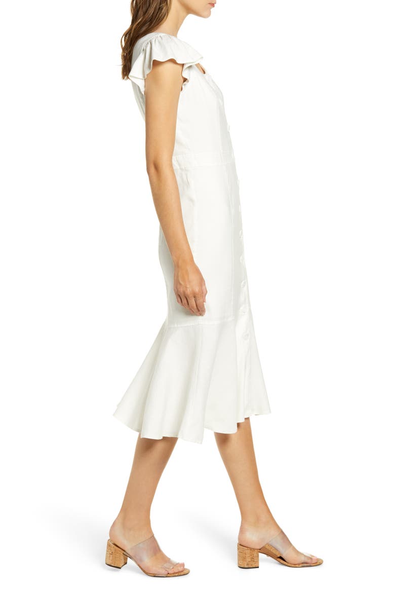Button Down Midi Dress, Alternate, color, IVORY