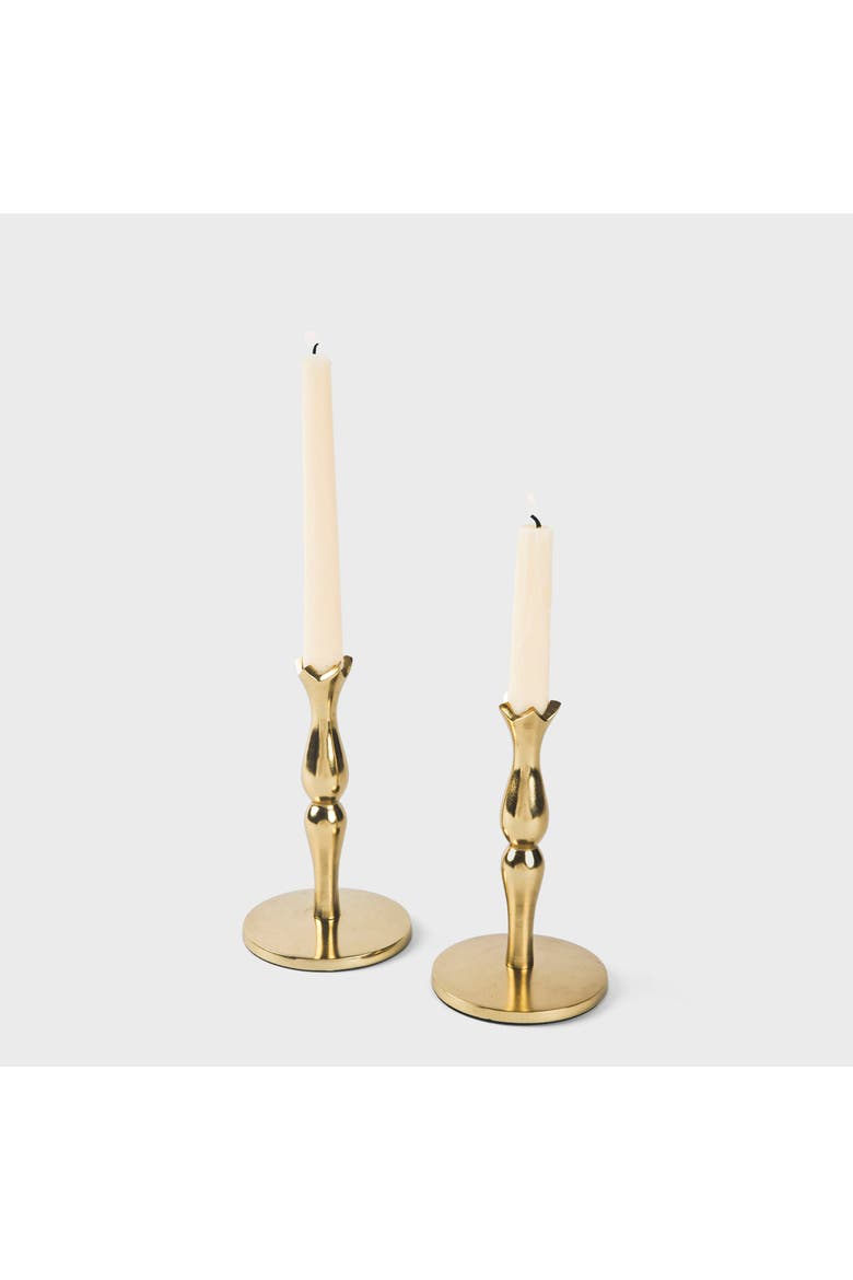 Holiday Accents Brass Candlesticks Set, Alternate, color, Gold - 6"