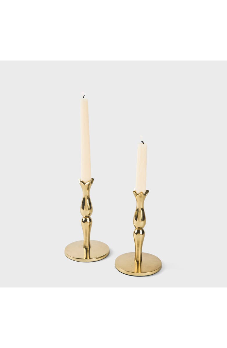 Mela Artisans Holiday Accents Brass Candlesticks Set, Alternate, color, Gold - 6"