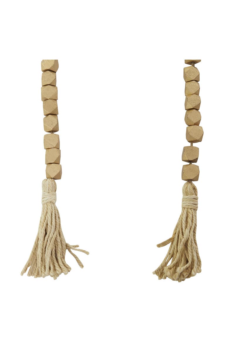 Bohemian Wood Beaded Tassel Garland, Alternate, color, GOLD