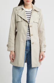 Via Spiga Water Resistant Cotton Blend Trench Coat