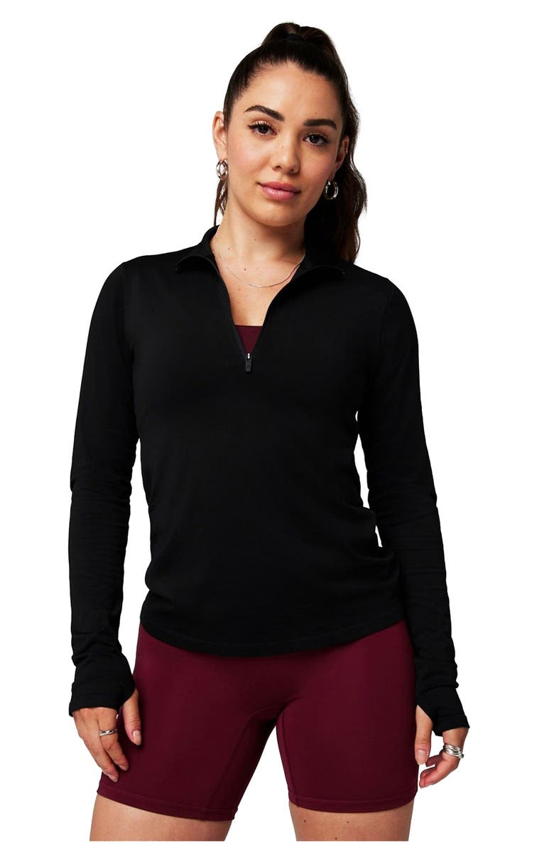 Fabletics Women's Feather Tech+ Half-Zip Top, Main, color, Black