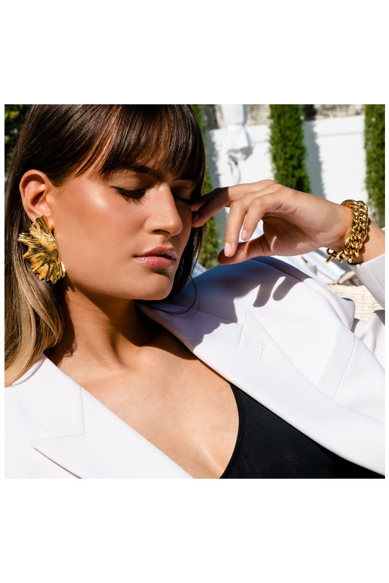 Ginkgo Leaf Earrings, Alternate, color, 14K GOLD