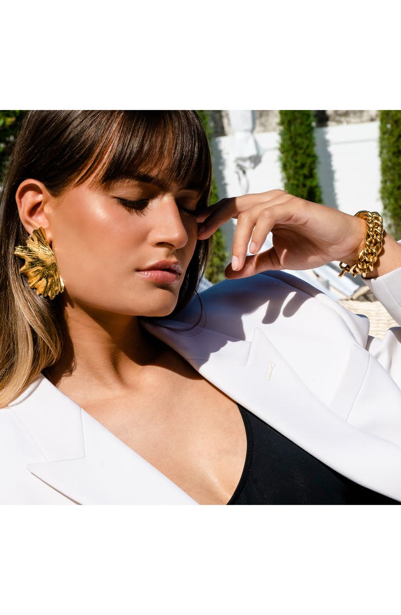 CHRISTINA CARUSO Ginkgo Leaf Earrings, Alternate, color, 14K Gold