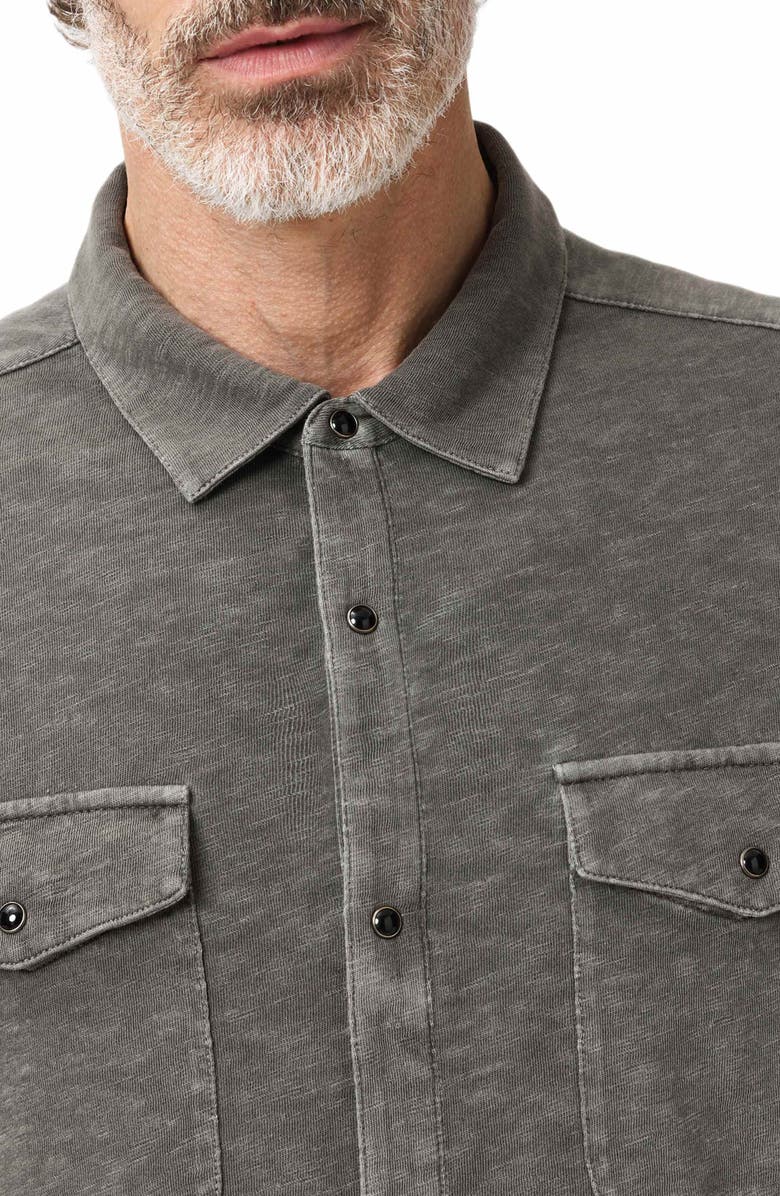 John Varvatos Arvon Knit Organic Cotton Snap-Up Western Shirt, Alternate, color, Seal Grey