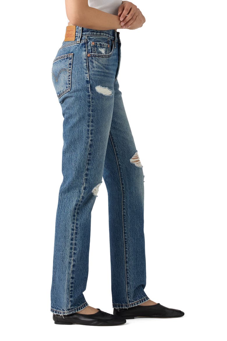 501® Original Ripped Straight Leg Jeans, Alternate, color, NATURAL STYLE