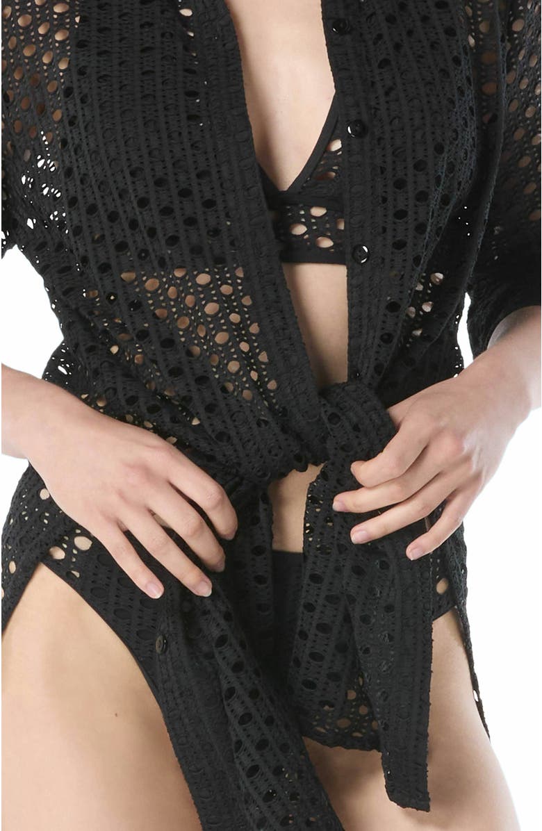 Carmen Marc Valvo Button Up Shirt, Alternate, color, Black