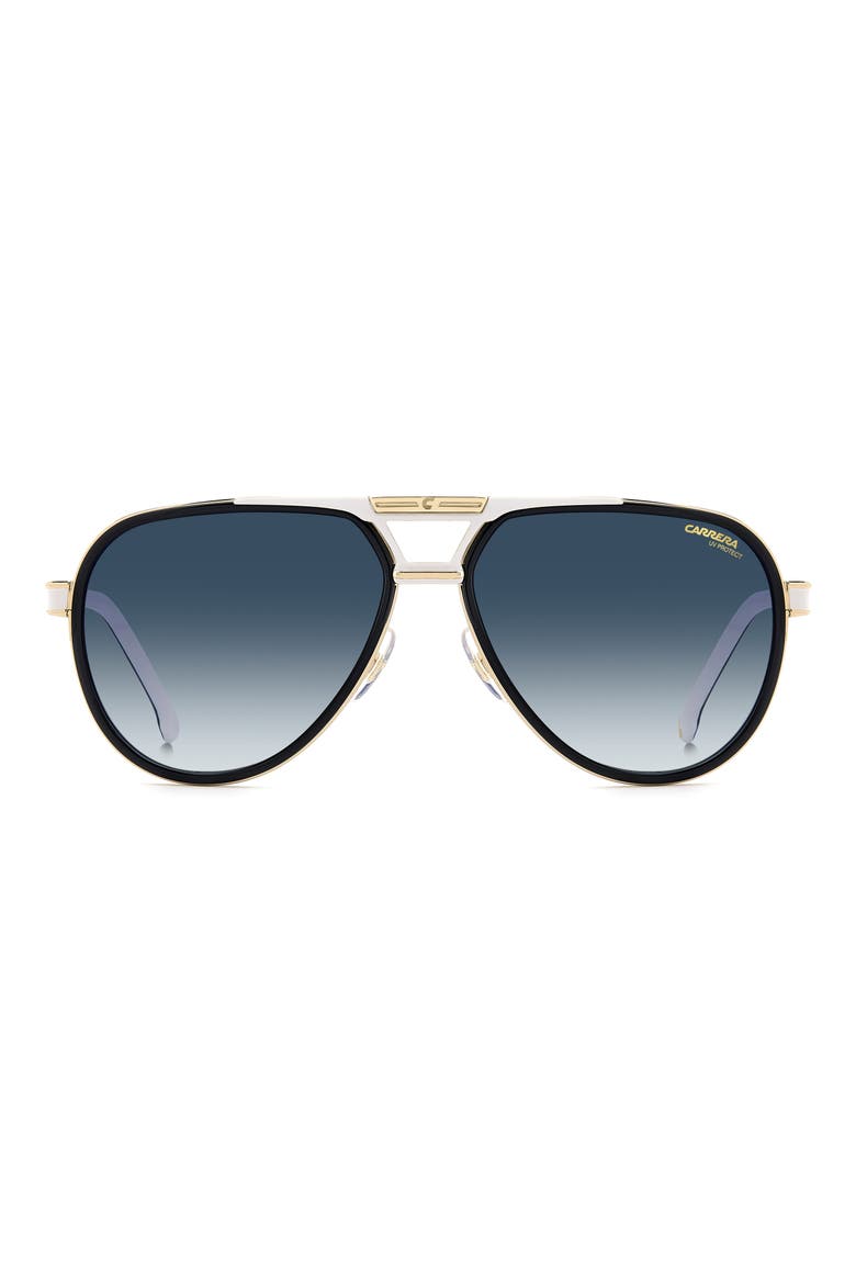 61mm Gradient Pilot Sunglasses, Main, color, BLACK WHITE/ DARK BLUE