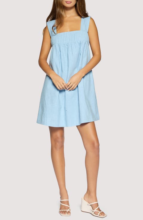 Coastal Voyage Cotton & Linen Babydoll Dress
