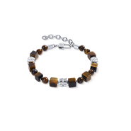 COEUR DE LION Tiger Eye Cube And Bead Bracelet With Stainless Steel Spikes Cubes
