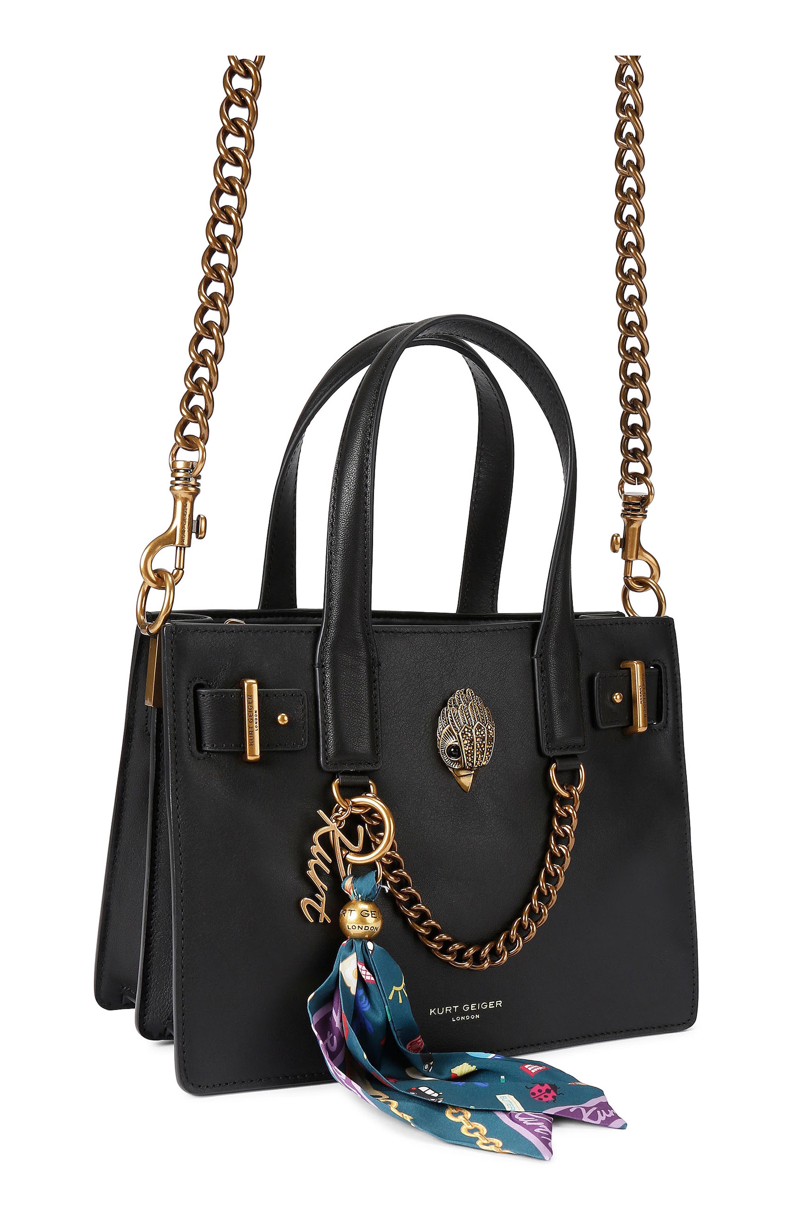 Kurt Geiger London Small Sloane Leather Tote, Alternate, color, Black