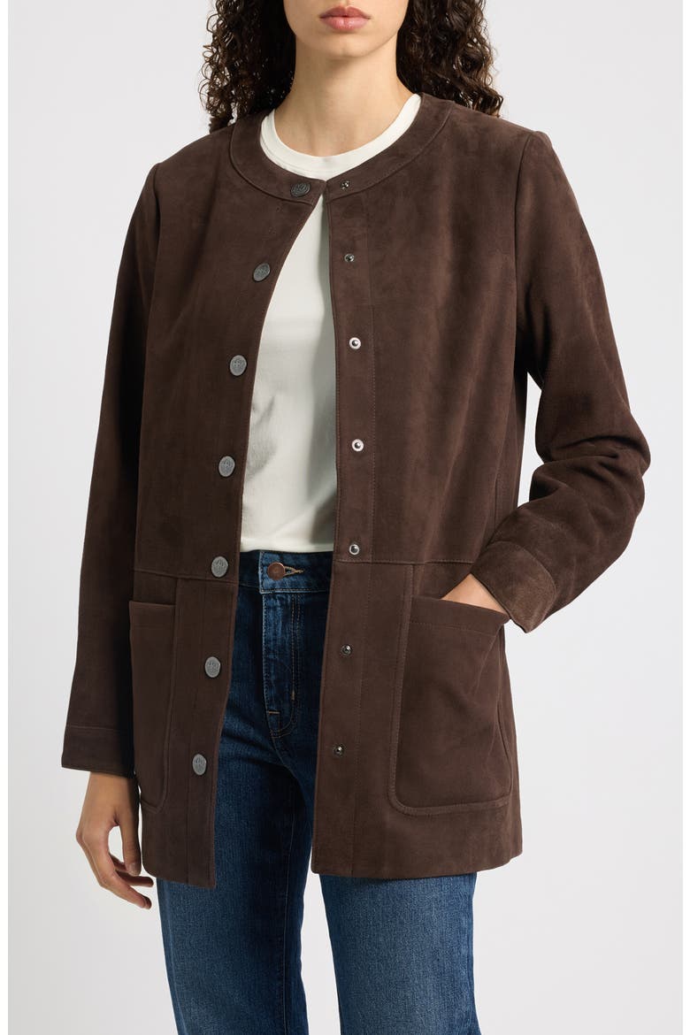 Linda Leather Coat, Main, color, ESPRESSO