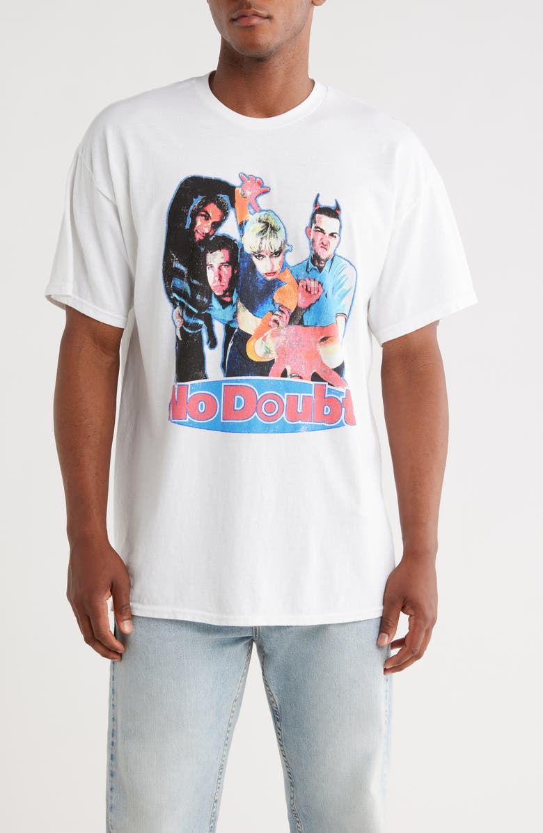 Merch Traffic No Doubt 1997 Tour Star Logo 2 Cotton Graphic T-Shirt, Main, color, White Overdye