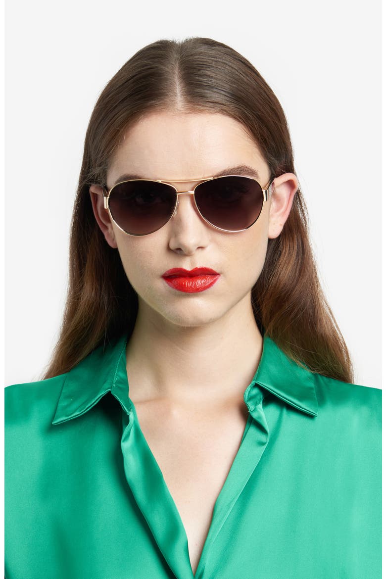 Her 0135/S 59mm Gradient Aviator Sunglasses, Alternate, color, ROSE GOLD