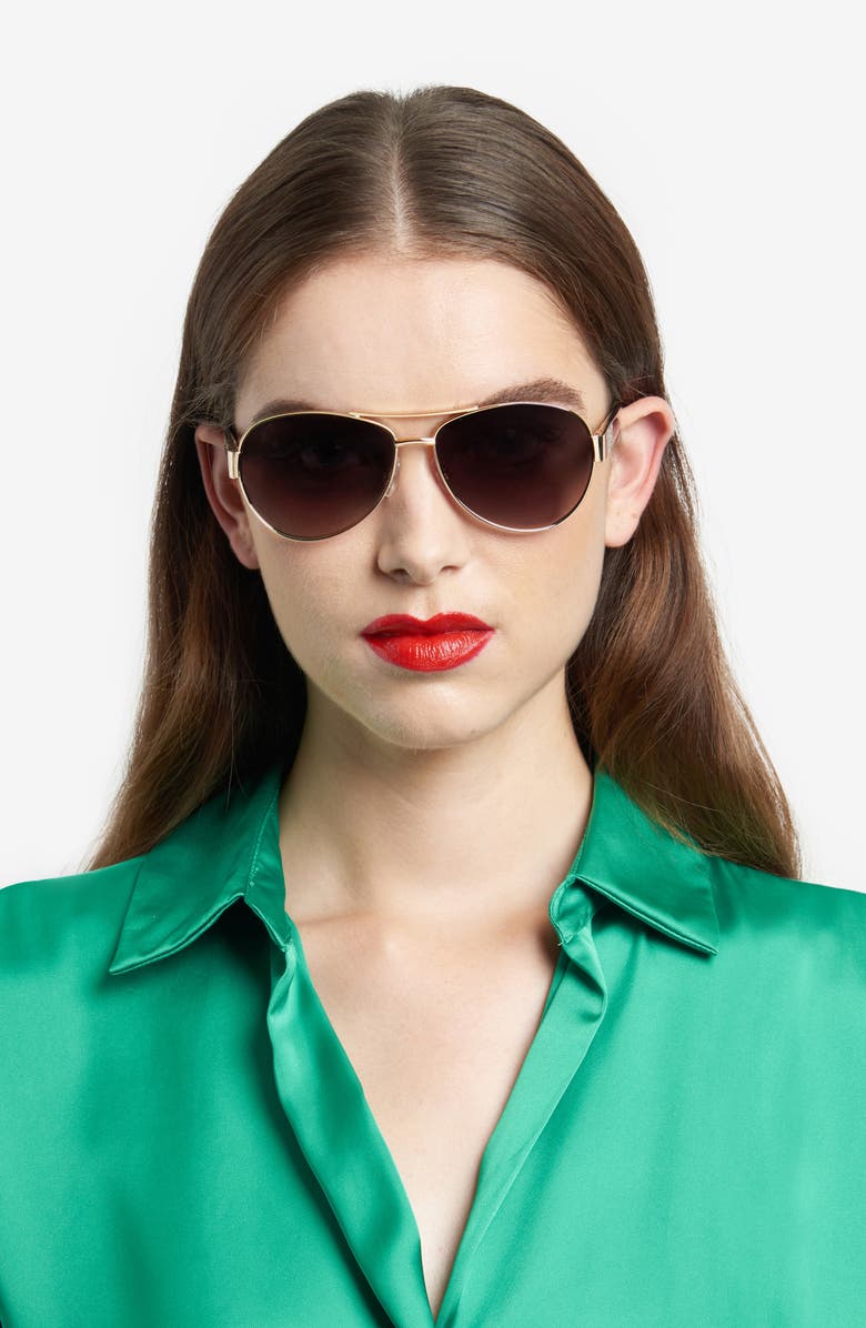Carolina Herrera Her 0135/S 59mm Gradient Aviator Sunglasses, Alternate, color, Rose Gold