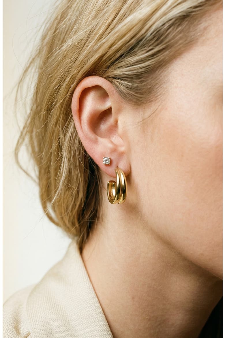 Set of 2 Earrings, Alternate, color, GOLD