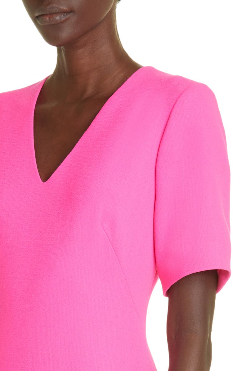 Brandon Maxwell Megan V-Neck Wool Crepe Sheath Dress, Alternate, color,