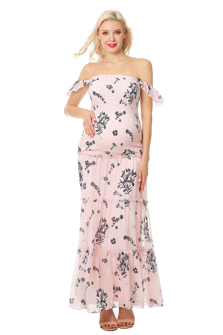 Charity Smocked Maternity Maxi Dress, Alternate, color, MULTICOLORED