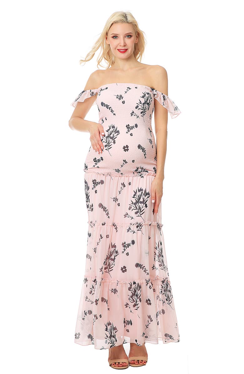 Kimi and Kai Charity Smocked Maternity Maxi Dress, Alternate, color, 