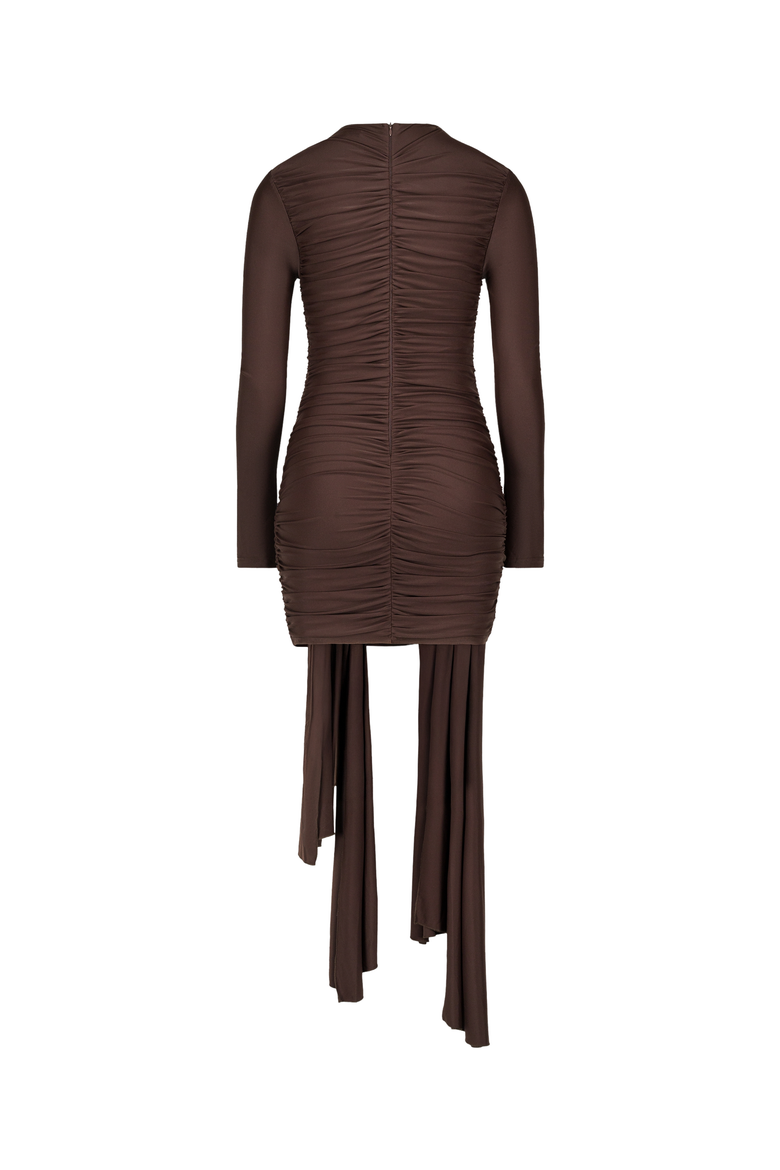 Sera Fitted Jersey Mini Dress, Alternate, color, Dark Brown