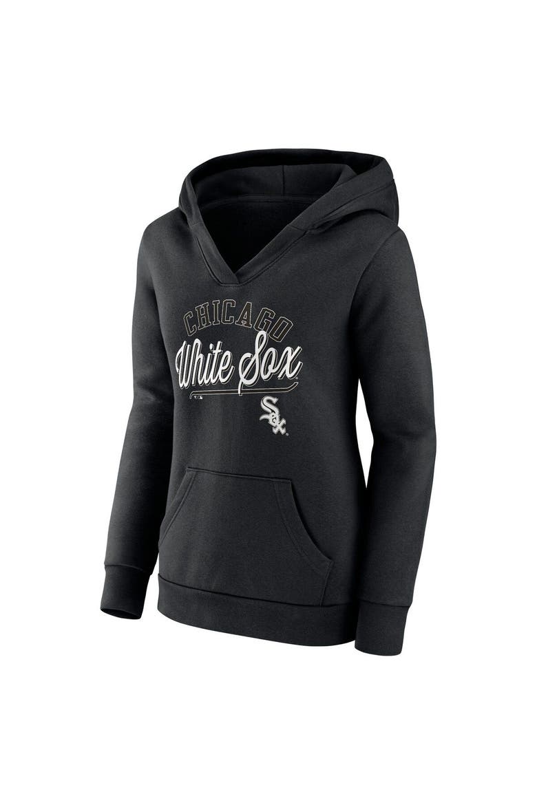 Women's Fanatics Branded Black Chicago White Sox Simplicity Crossover V-Neck Pullover Hoodie, Alternate, color, Black