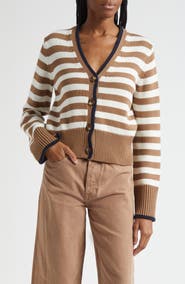 Veronica Beard Monae Stripe Cotton Cardigan