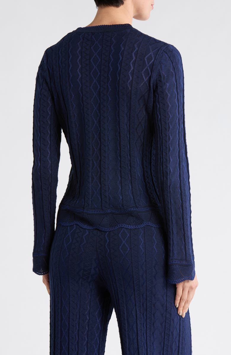 M Missoni Girocollo Bell Sleeve Cotton Blend Sweater, Alternate, color, Navy Tones