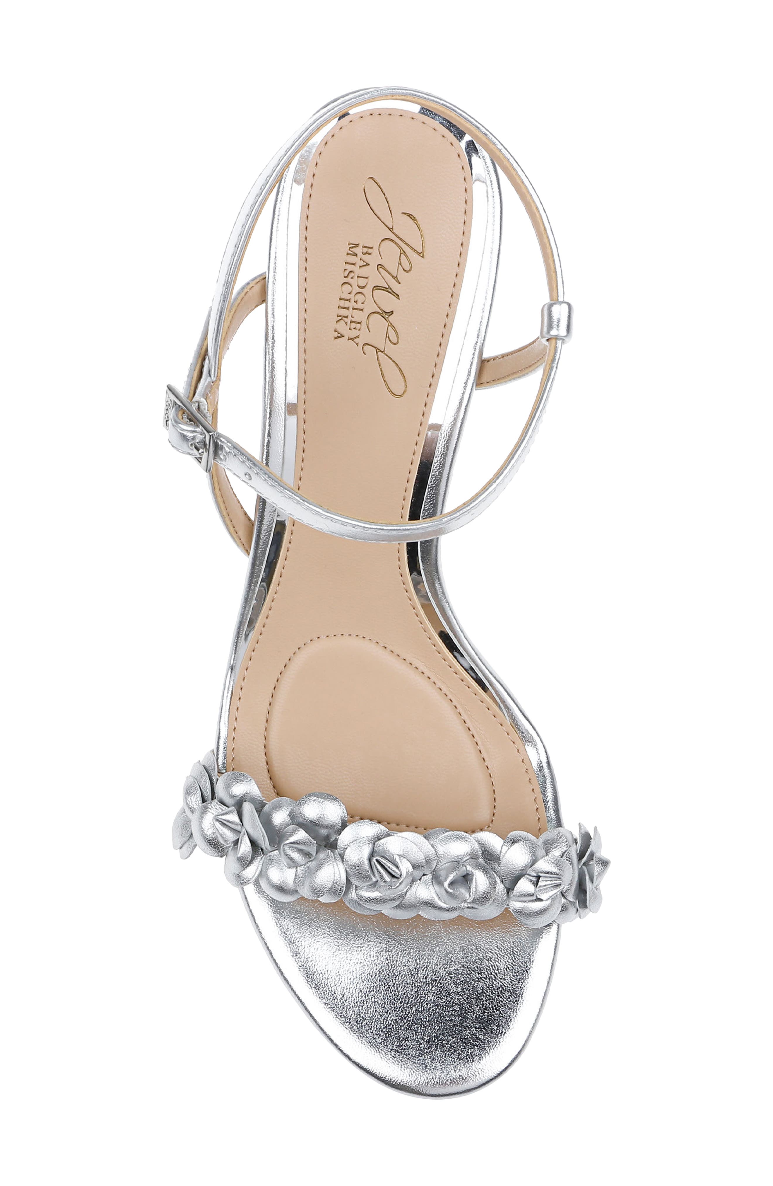 Jewel Badgley Mischka Saylor Ankle Strap Sandal, Alternate, color, Silver Metallic