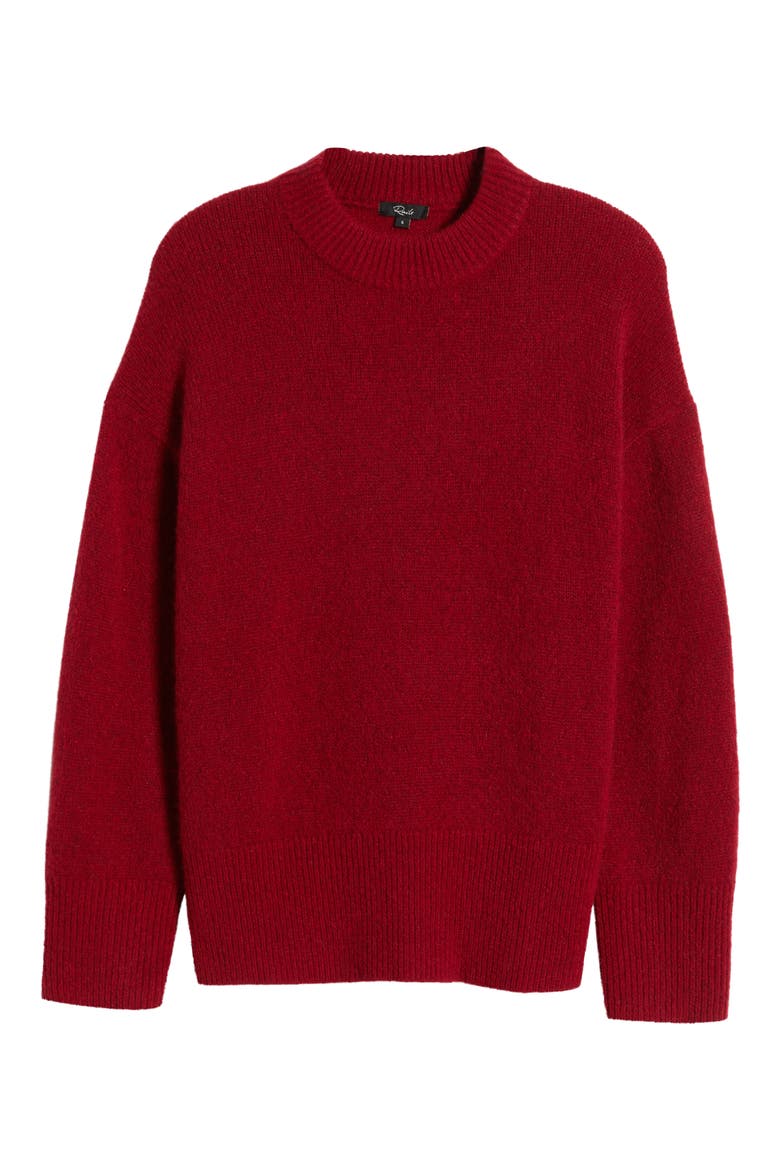 Miranda Crewneck Cashmere & Silk Sweater, Alternate, color, MERLOT