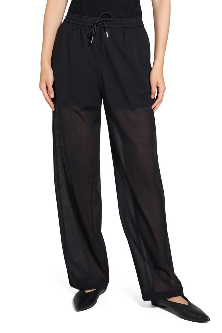 Wool Blend Drawstring Pants, Main, color, BLACK