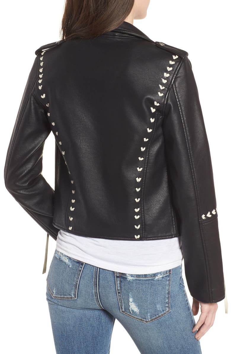 BLANKNYC Whipstitched Faux Leather Moto Jacket, Alternate, color,